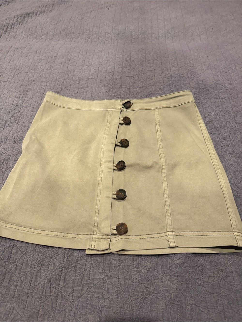 Altar'd State Cream Button-Front Mini Skirt